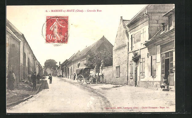 CPA Marest-sur-Matz, Grande Rue, vue de la rue 1909