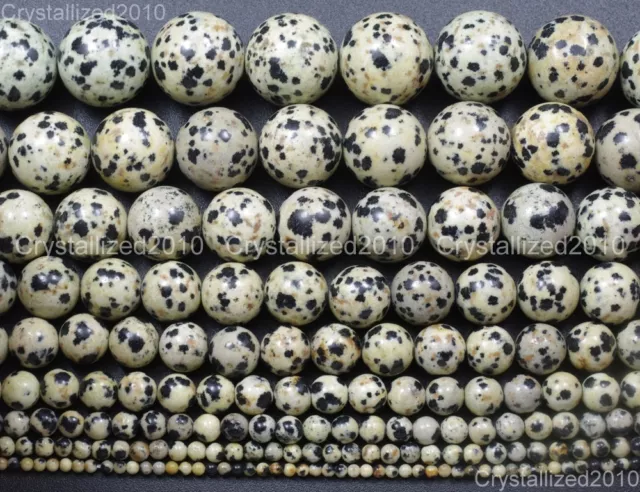 Natural Dalmation Spot Jasper Gemstone Round Beads 4mm 6mm 8mm 10mm 12mm 15.5"