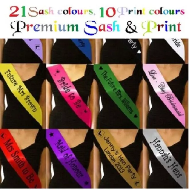 Personalised Birthday Sash Sashes Any Age 18th 21st 30th 40th 50th 60th 70th