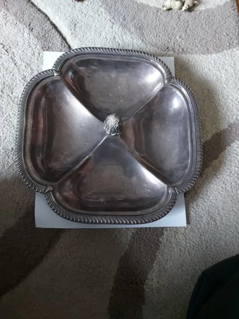 Metal/ Silver Plated Trefoil Serving Dish-Victorian Style