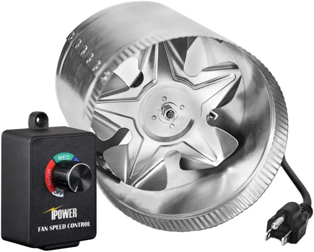 4 Inch 100 CFM Booster Fan Inline Duct Vent Blower W/ Variable Speed Controller