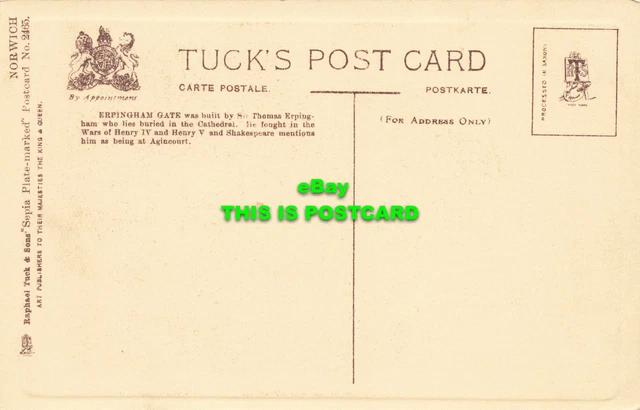R590738 Norwich. Erpingham Tor. Tuck. Sepia Platte markiert. Ak Nr. 2465 2