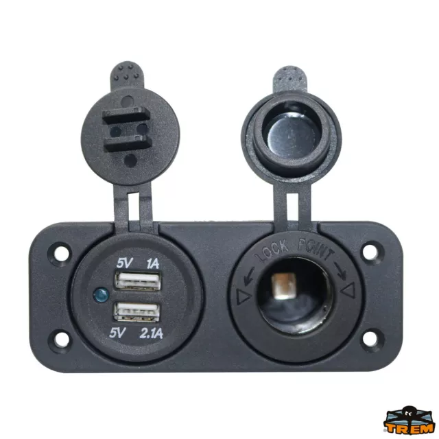 * Presa 12v accendisigari + 2 USB accendino nautica barca auto camper trattori