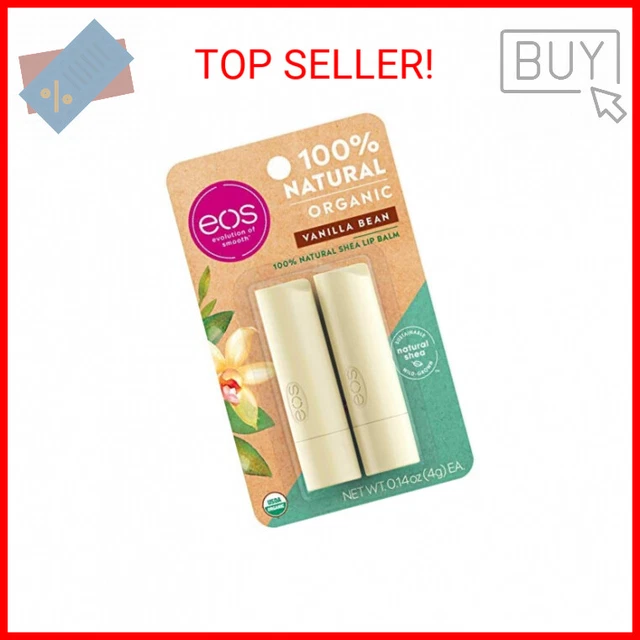 eos USDA Organic Lip Balm - Vanilla Bean, 0.14 oz, 2 Pack