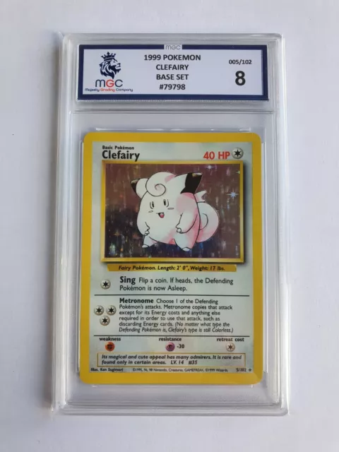 Clefairy 5/102 Base Set Rare Holo Pokemon Card WOTC 1999 - MGC / PSA 8 - Mint