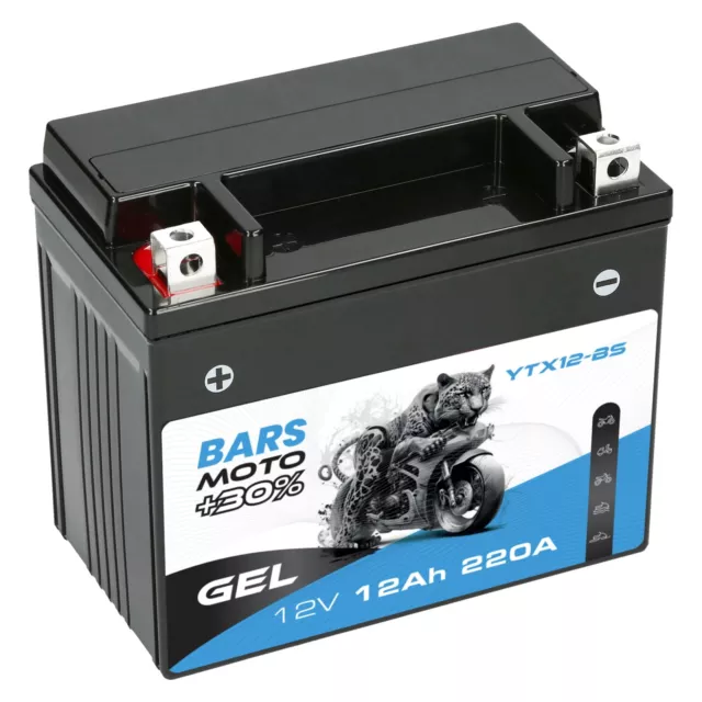 Bars GEL Motorrad Batterie YTX12-BS 12V 12Ah 220A/EN GEL YTX12-4 GTX12-BS