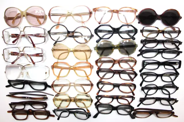 Vintage Lot Of 32 American Optical Ao B&L Safety Big Mod Sunglasses Eyeglasses