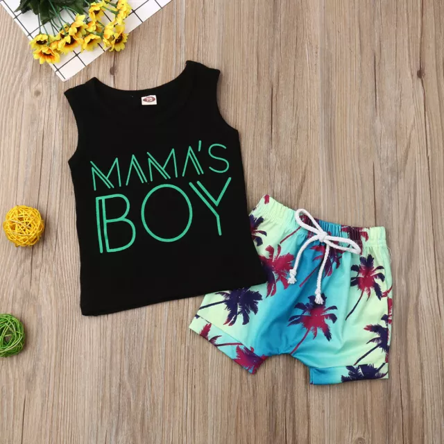 Summer Toddler Kids Baby Boy Clothes Vest Top Tank Floral Shorts Outfits Sets