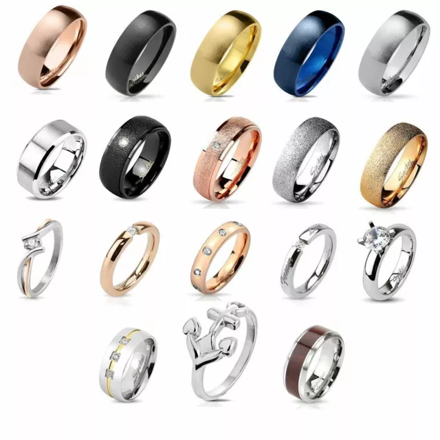 Damen Herren Ring Edelstahl Band Ringe  Partnerringe Damenring Edelstahlringe Ve