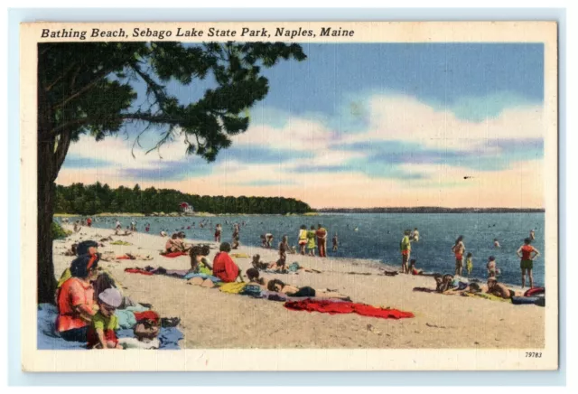 Bathing Beach Sebago Lake Park Naples Me Maine Postcard (Z7)