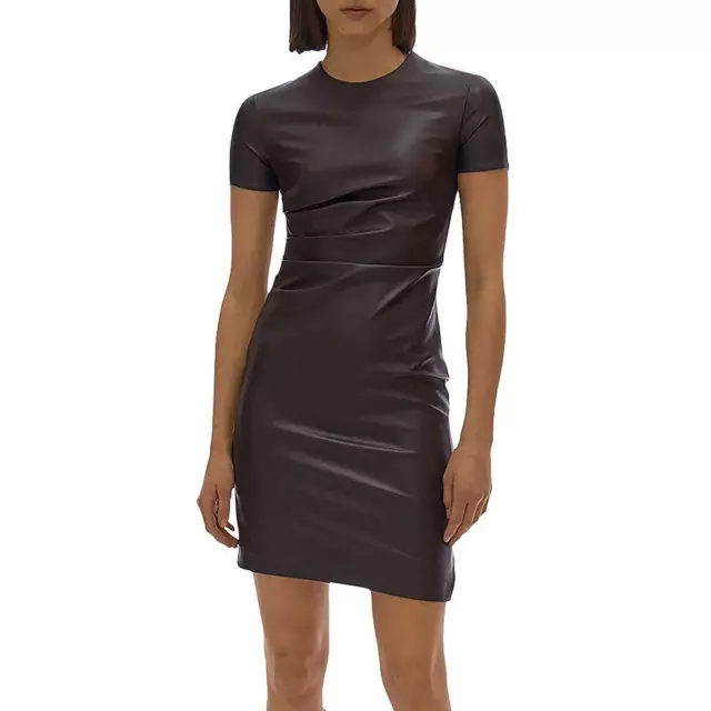 Helmut Lang Womens Faux Leather Fitted Mini Bodycon Dress BHFO 5778