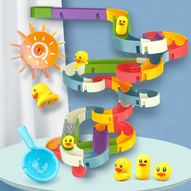 Baby Bath Toys DIY Race Run Assembling Track Bathroom Kids Stacking Cups Toy