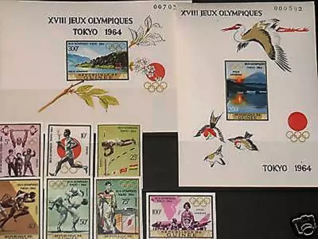 GUINEA 1965 265-71 Block 5-6 B 355-60 imp Olympics 1964 Sport Judo Running MNH
