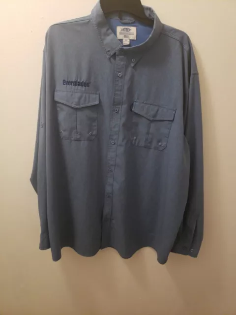 AMERICAN FISHING TACKLE Co. Mens Button Front Shirt Grey XL UPF 50 Travel  Pack $35.55 - PicClick
