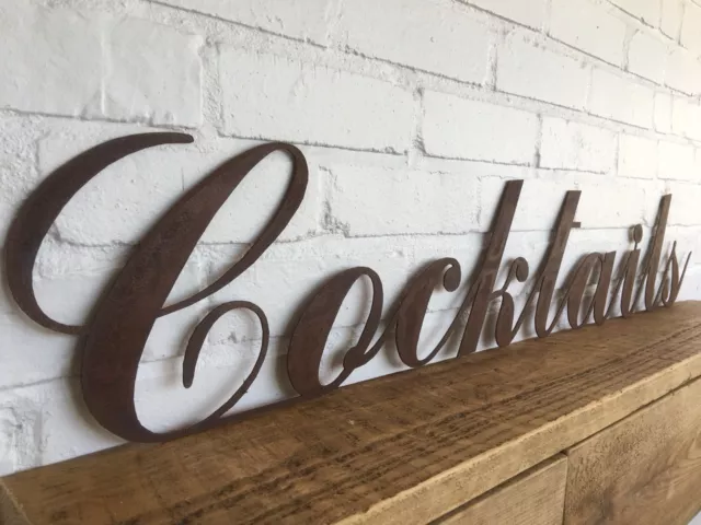 Rusty Cocktails Sign , Gift or Present For Him Her Mum Dad Gardener Friend