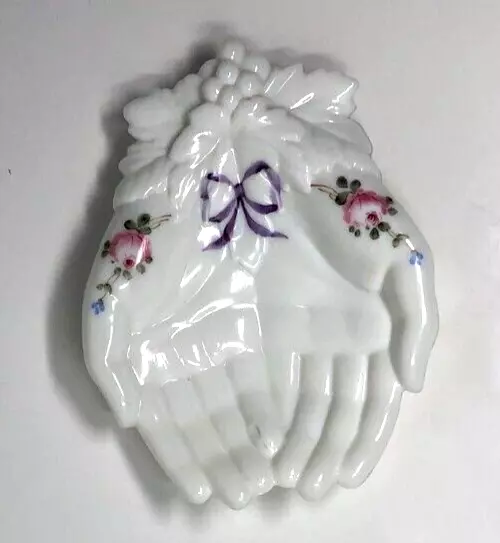Vintage Westmoreland Milk Glass Hand Trinket Dish Cupped Hands Soap Candy 