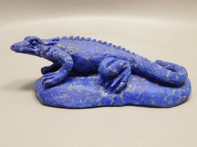Lizard Figurine Blue Lapis Collectible Gemstone Animal Carving #O154
