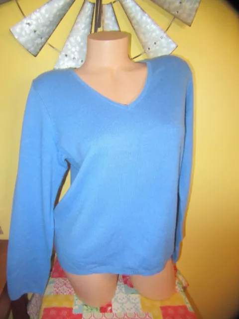 WOMEN'S CHARTER CLUB Blue Cashmere V-Neck Sweater Size L $19.99 - PicClick