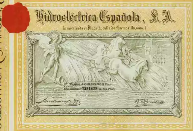 Hidroelectrica Espanola SA 1961 Madrid 500 Pesetas Juan Urrutia Zulueta Bilbao 2