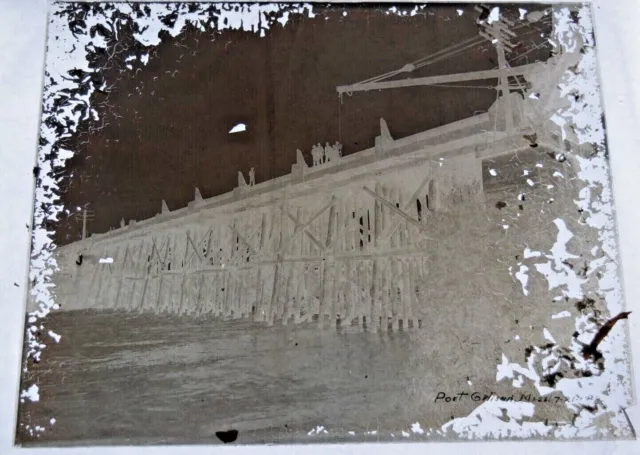 Ca.1916 Glass Photo Plate - Illinois Central Railroad Construction - MS   fe