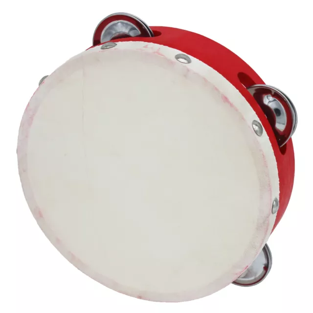 6 Inch Hand Tambourine with Metal  Row 4pcs Metal Cymbals  A8T8