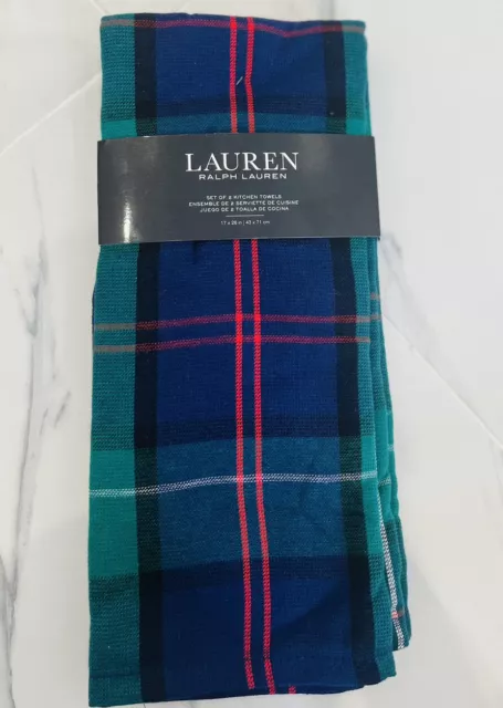 Lauren Ralph Lauren Set 2 Marineblau Tartan Karo Küche/Geschirrtücher.