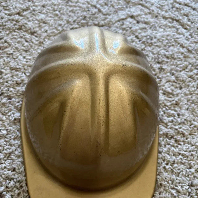 Vintage Aluminum McDonald T Cap Standard Hard Hat MSA Mine Safety Helmet Gold 2