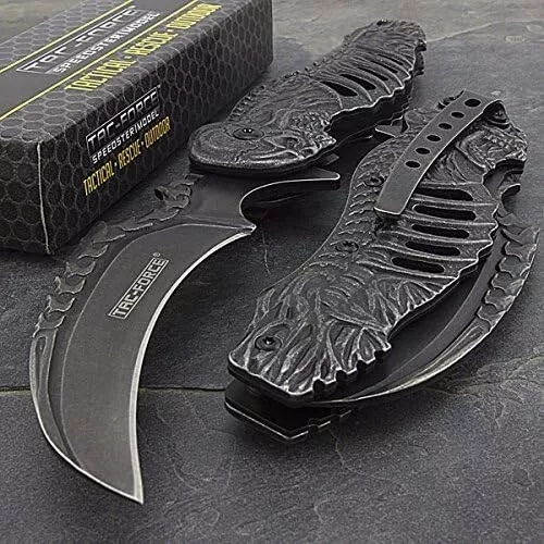 Tac-force Spring Assisted Open Skull Skeleton Claw FoldingPocket Knife *read*