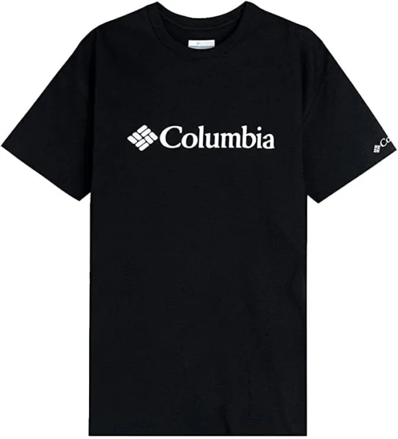 T-shirt Uomo tg L Columbia Basic Logo Maglia Girocollo Cotone Nero EM2180-010