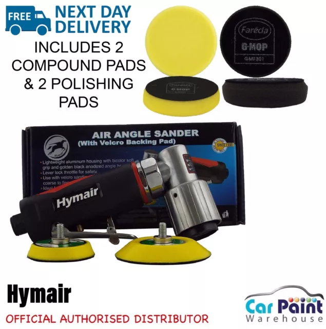 HYMAIR Professional Sander / Polisher 50 & 75mm Pneumatic air With + 4 Pads KIT