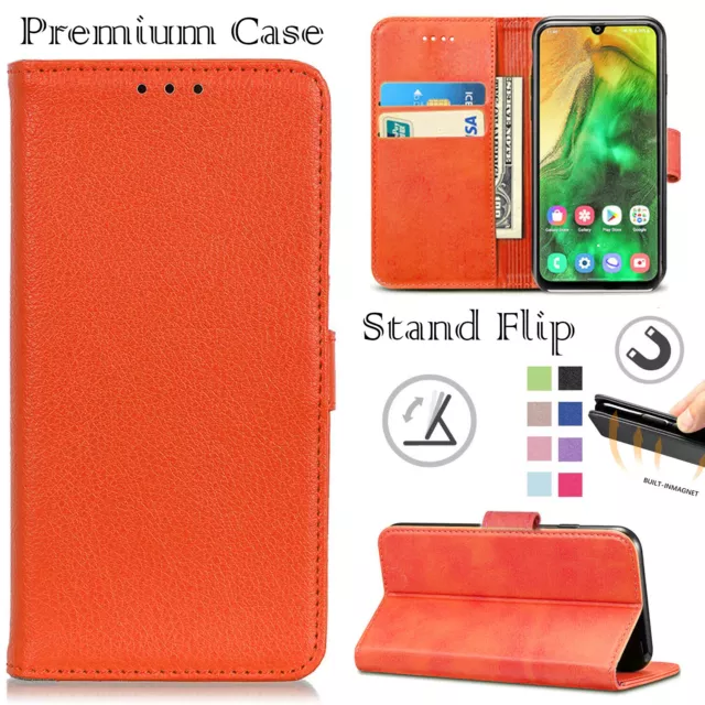 Premium Leather Wallet Flip Book Smart Case Cover For All Samsung Galaxy Mobiles