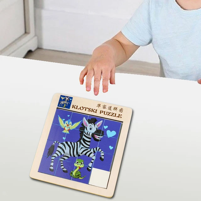 Animal Jigsaw Puzzle Number Slide Puzzle (1-15 Math Number) Wood Puzzles Board
