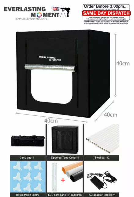 40cm x 40cm 15" Large Photo Studio Light Shooting Box Tent Cube Photography Kit