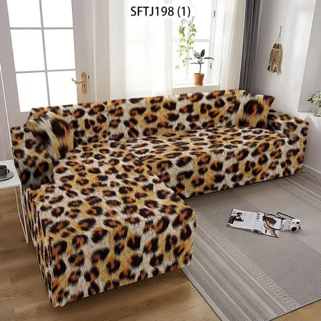 Leopard Seat Cover Elastic Armchair Cover 1/2/3/4-Seater Square Printed Elastic