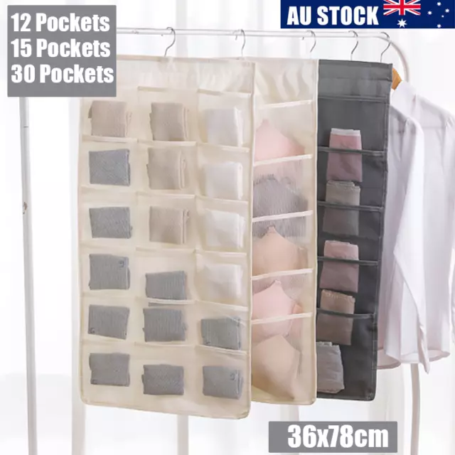 12/15/30 Hanging Bag Organiser Storage Bra Underwear Socks Double Sided Pockets