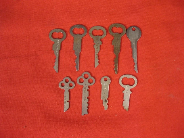 Lot Of 9 Vintage National Cash Register Original Keys (Lot H)