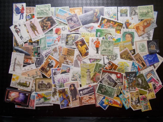 Quality Packet of 100 Different Malta Stamps~Collection~Mainly Used~UK