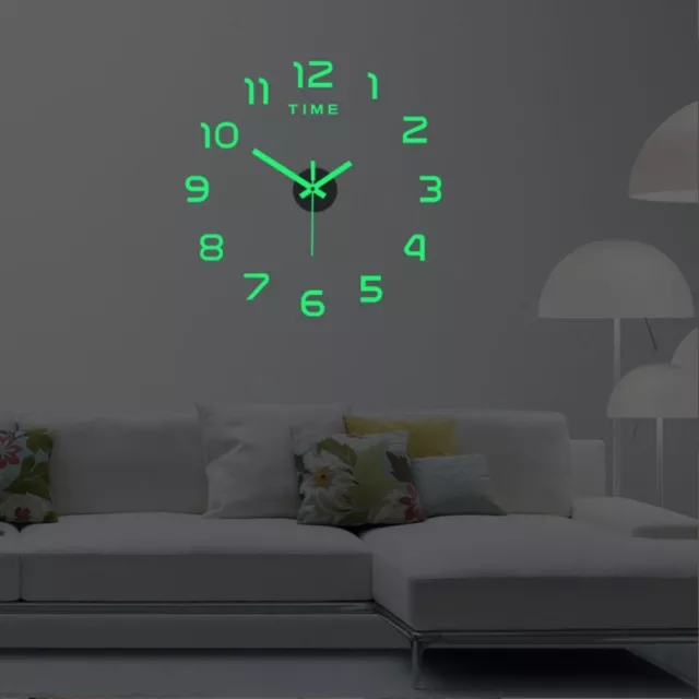 Luminoso Sin marco Reloj digital 3D Reloj de pared Decoración de pared