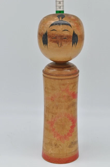 Grande Poupée Japonaise Kokeshi Artisanale Vintage - Bois - Signée - Années 1960
