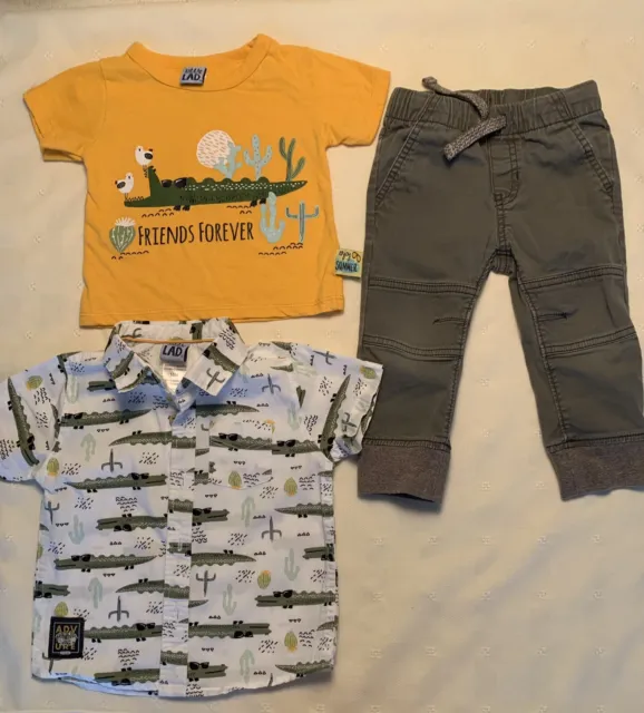 Baby Boy 18 Months 3 Piece Set: Tee, Shirt, Pants. Ropa de Bebé 3 Piezas