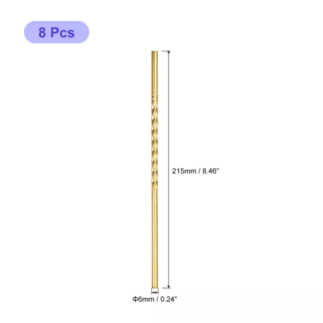 8Pcs 8.46" Long 0.24" Dia Stainless Steel Straight Threaded(Gold) 2