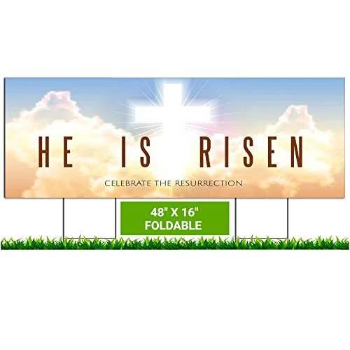 CIRCA PRINT Happy Easter Yard Signs | He is Risen Yard Art | Holiday Outdoor