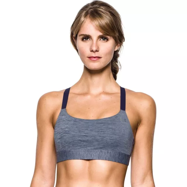 Under Armour UA Eclipse StudioLux Mid Impact Sports Bra Size S Heather Gray Blue