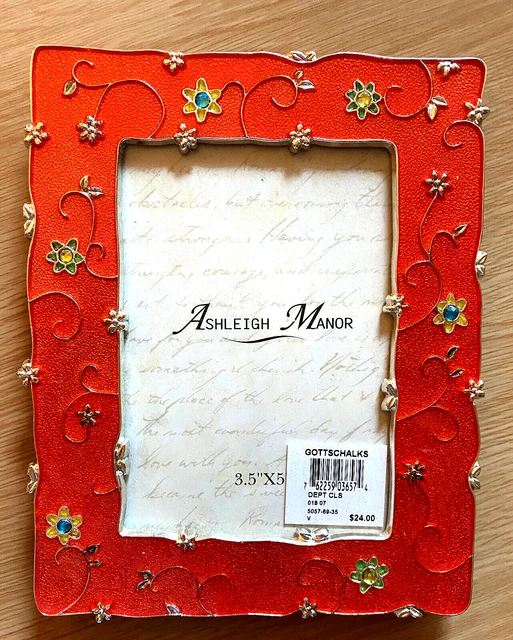 Ashleigh Manor Photo Picture Frame Flower Jewels Mediterranean Rose 4 x 6"