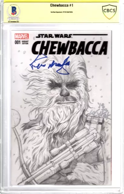 PETER MAYHEW Signed "CHEWBACCA" Star Wars Comic Book w/ Original Sketch BAS CBCS