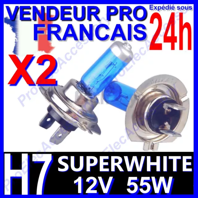 Ampoule Lampe Halogene Feu Phare XENON GAZ SUPER WHITE H7 55W 6500K 12V BLANCHE