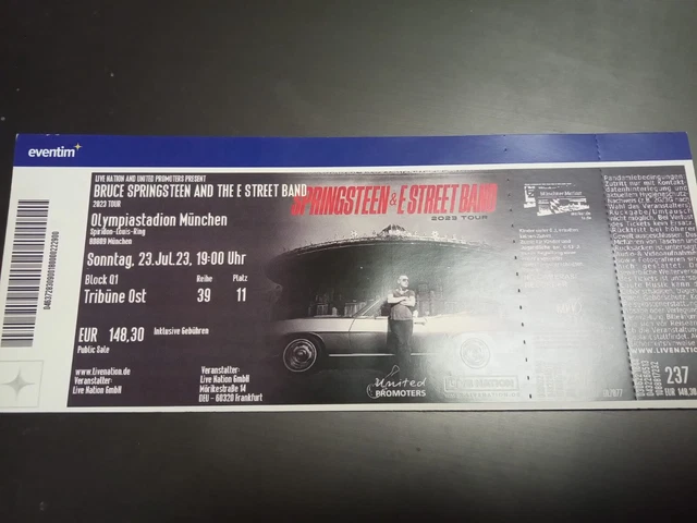 Bruce Springsteen, Top-Sitzplatz, Tribüne Ost,  Konzert München 23.07.23
