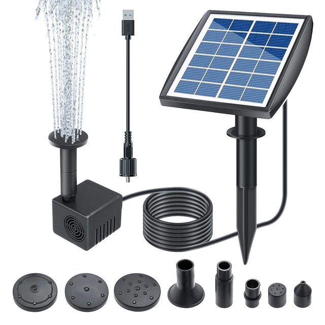 Bomba solar de baño para pájaros de 2 W carga USB + bomba de agua con energía solar para p...