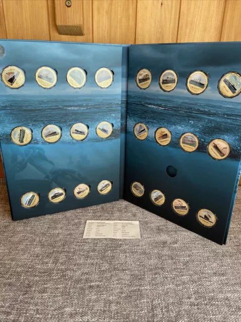2019 Famous Ships Of The World Album Set 24x Coin Set Missing 14 Carat Gold Coin