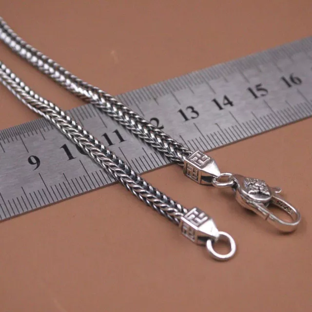 Real 925 Sterling Silver Necklace 4mm Unique Square Wheat Link Chain 19.7inch